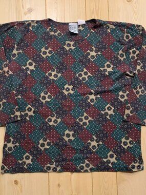 Vintage 90s Russ Sport Company Original Signature Floral Retro Women's Blouse 1X